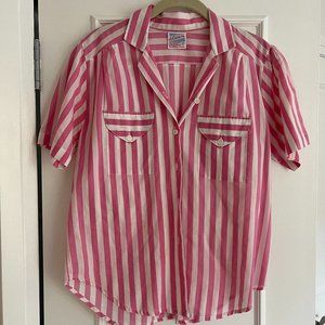 Vintage Candy Striper Pink Short Sleeve Button Down